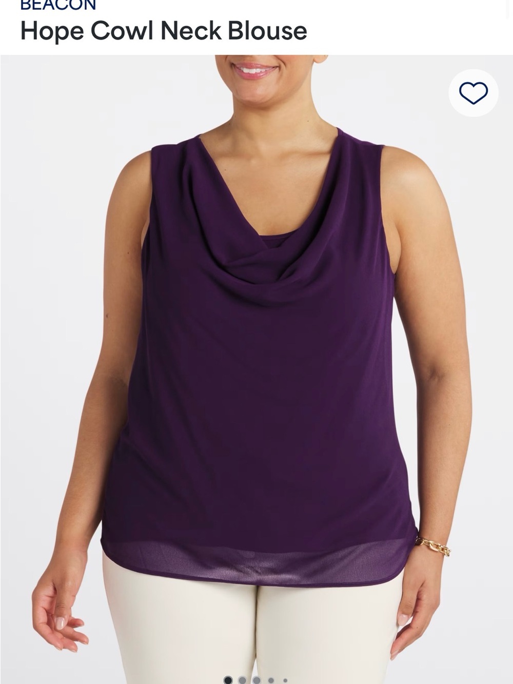 Beacon Draped Cowl Neck Sleeveless Top - Purple